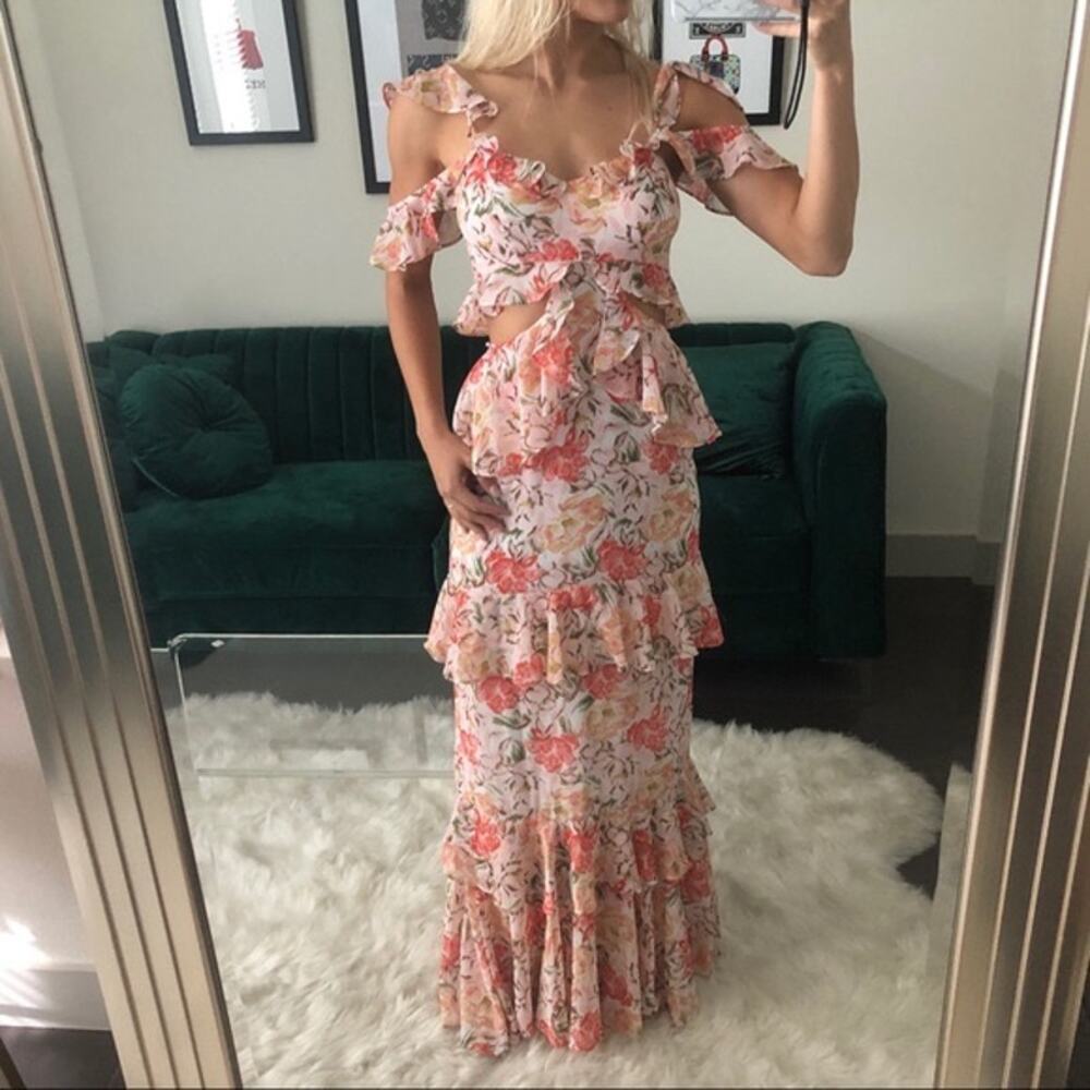 Wayf Floral Cut Out Floral Maxi Dress Size L